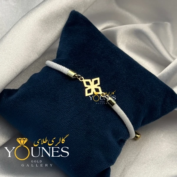 دستبند گل چهار پر لوزی طلا لیزری